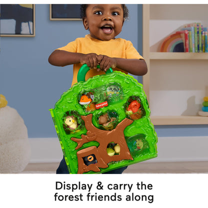 Fisher-Price Little People Toddler Toy Forest Friends Carry Case Playset with Animal Figures for Pretend Play Kids Ages 1+ Years, HWB29