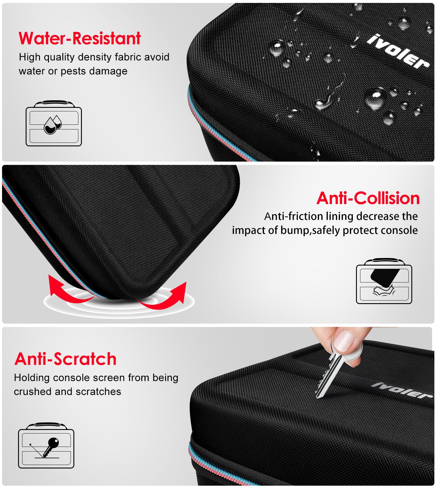 ivoler Nintendo Switch 2 carrying case with soft lining, holds 20 games and accessories in a protective portable messenger bag
