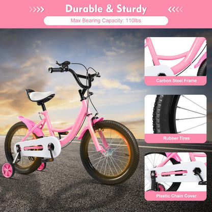Tagtuell 16 Inch Kids Bike for 4-8 Years Old Kids, Universal Bicycle Beginner Bike for Boys Girls with Bell, Stabilisers and Fenders, Max 50KG