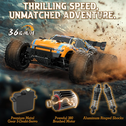 HAIBOXING RC Cars 18858E,36 KM/H High Speed Remote Control Cars for Adults Kids,1:18 2.4GHz 4WD Off-Road RC Monster Truck，ALL Terrain Toys Vehicle with 2 Batteries, Xmas Gifts for Kid and Adults