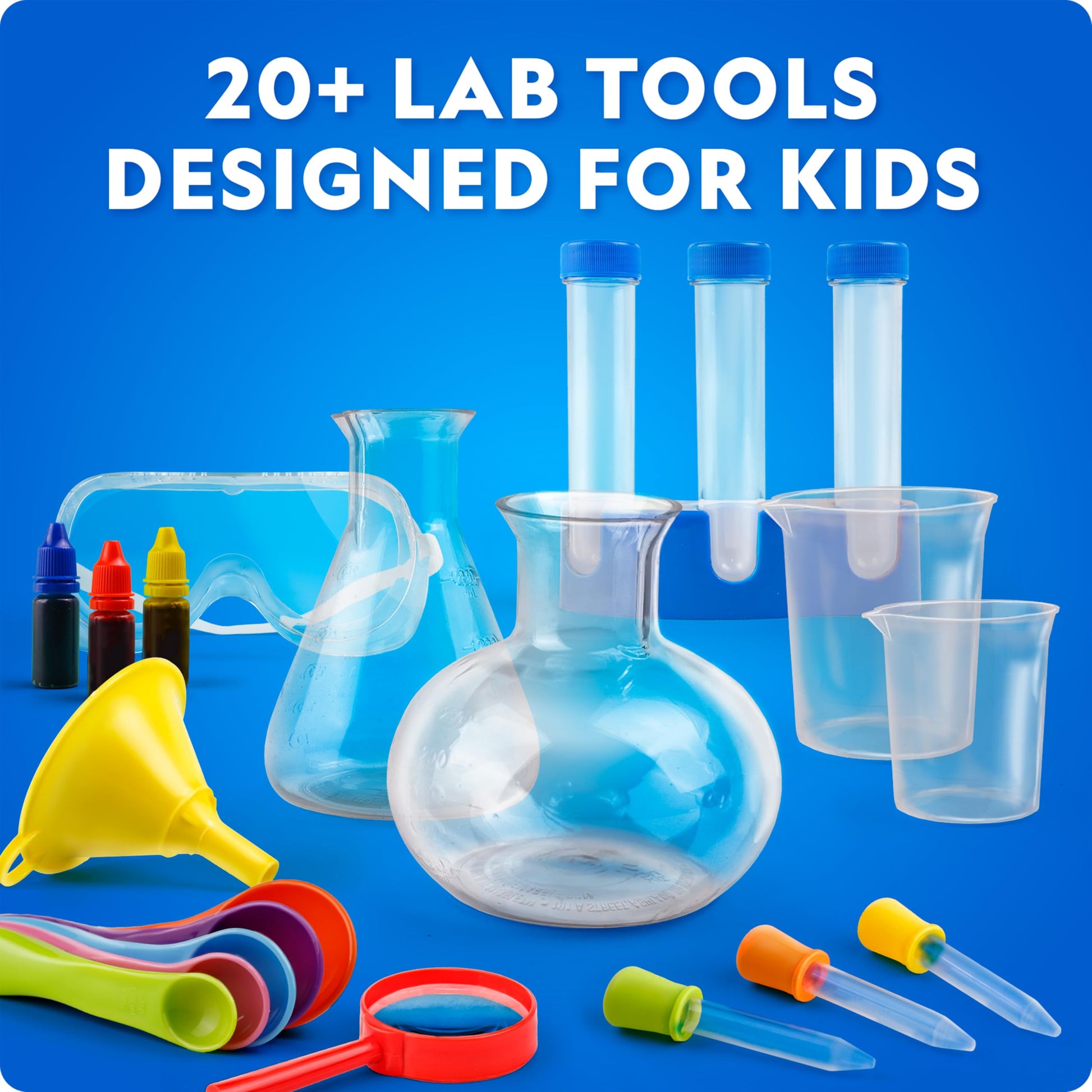 Blue Marble National Geographic Kids Junior Chemistry Set with lab tools and 50 science experiments for early chemistry learning.