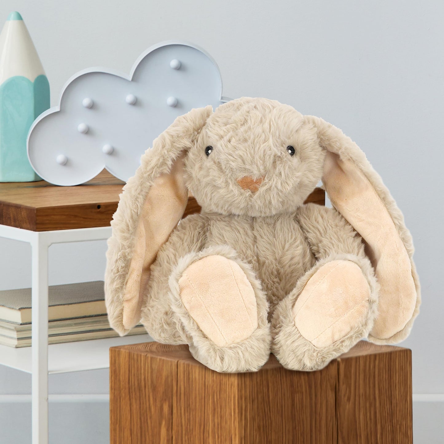 The Magic Toy Shop Plush Rabbit Bunny Teddy - Super Soft Cuddly Toy - Seated Stuffed Animal, Suitable from Birth - Great Gift for Kids & Adults for All Occasions (Beige)