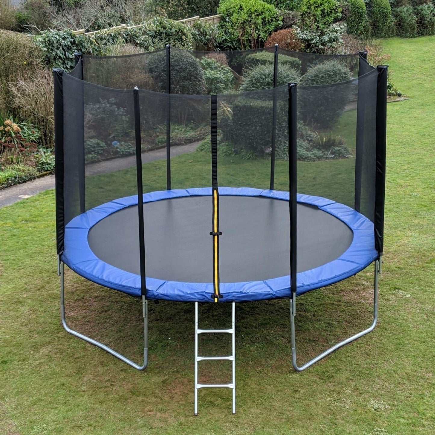 EVRE Trampoline 8ft Blue with Zipped Safety Enclosure Ladder Steel Frame Safety Pad TÜV Rheinland Certified Kids and Adults 244cm