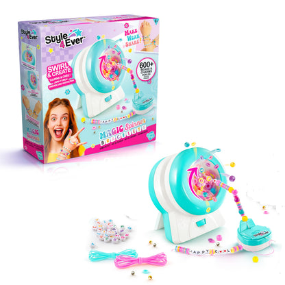 Style 4 Ever Magic Spinner Bracelets – DIY Friendship Bracelet Maker Kit (600+ Beads & Charms, Bead Spinner Tool) – Easy Craft Gift for Kids 6+ - Create Colourful Bracelets in Under 2 Minutes