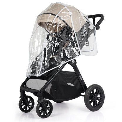 For Your Little One Cruise 3-in-1 Travel System with i-Size Car Seat, Stroller, 13kg Pram, Height Adjustable Handle, Pram, Newborn 0-4 Years Free Raincover and Cupholder (Dune Beige)