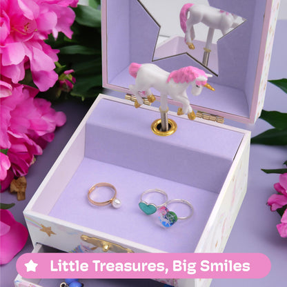 Jewelkeeper Unicorn Jewellery Box for Girls with 2 Pull-out Drawers, Glitter Rainbow and Stars Unicorn Design, The Beautiful Dreamer Tune - Store Your Precious Items - Ideal for Girls Ages 3 and Up