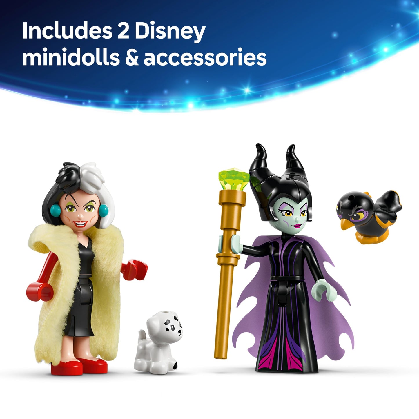 LEGO Disney Maleficent's and Cruella De Vil's Dresses - Building Toy for 9+ Year Old Girls & Boys - incl. a Customisable Display Stand, 2 Mini-Dolls & 2 Animal Figures - Birthday Gift for Fans - 43262