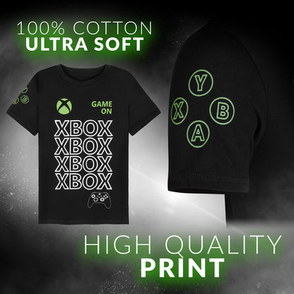 Xbox boys' gaming pyjamas for kids in black, featuring gaming-themed design, perfect for young gamers and sleepwear.