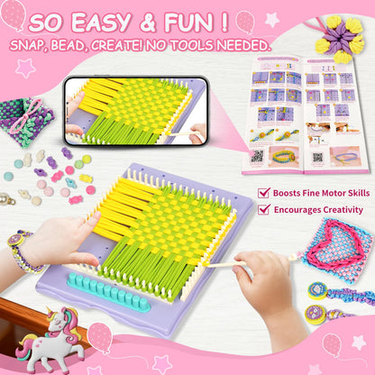 ZQIN Friendship Bracelet Making Kit for Girls 8+: Quick Maker DIY Arts and Crafts Toys, Best Christmas & Birthday Gifts for 6-12 Year Old Girls (Pink)