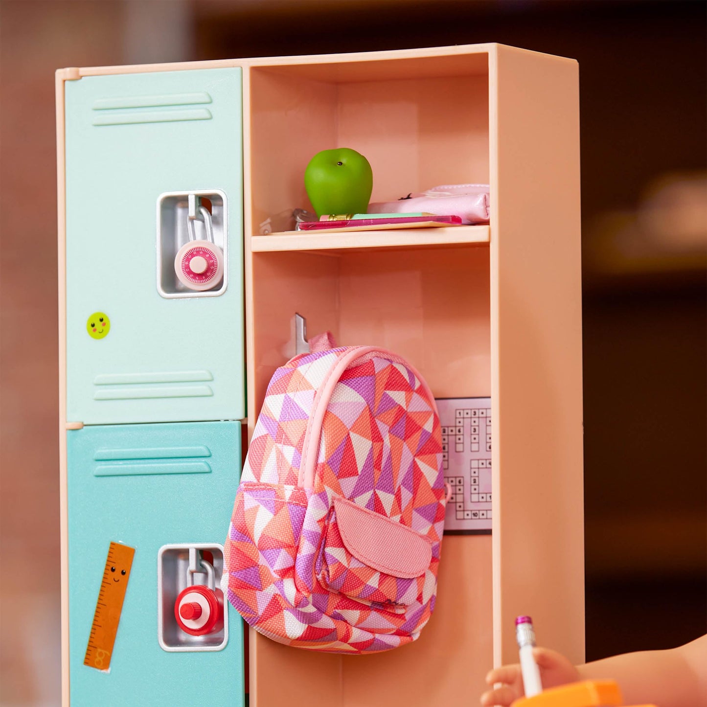 Our Generation Off To School doll accessories set with backpack, books, notebook, and school supplies for children aged 3+