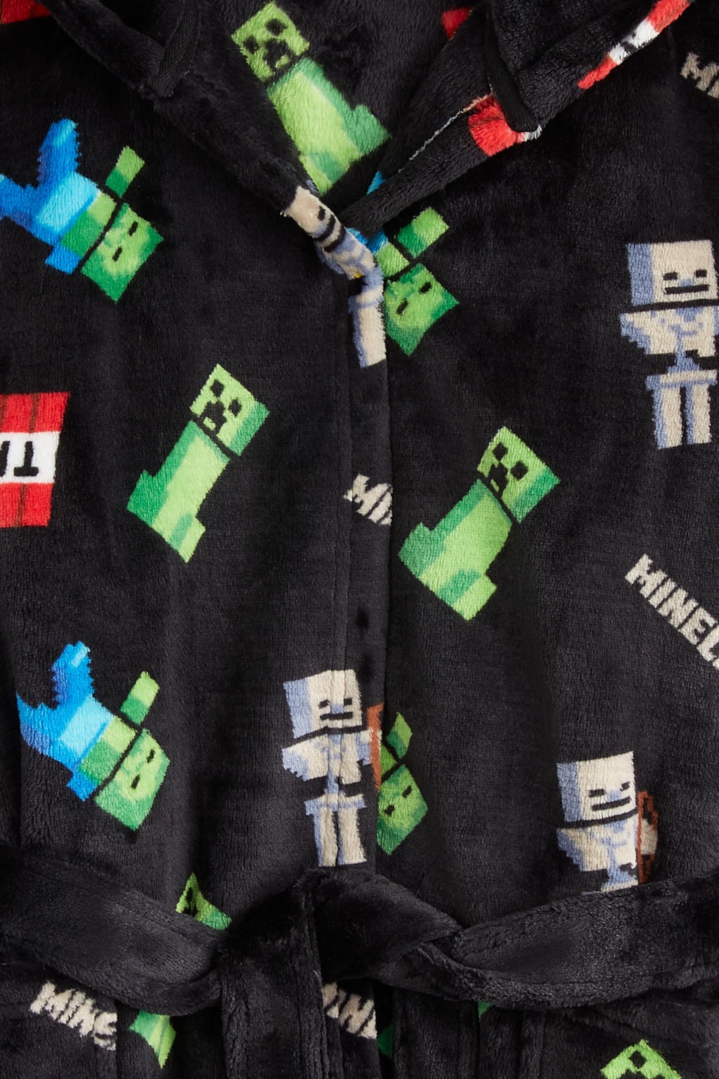 Minecraft Dressing Gown for Boys Fleece Hooded Bathrobe with Pockets Creeper Loungewear Nightwear Teens Gamer Gifts for Boys (13-14 Years, Black)