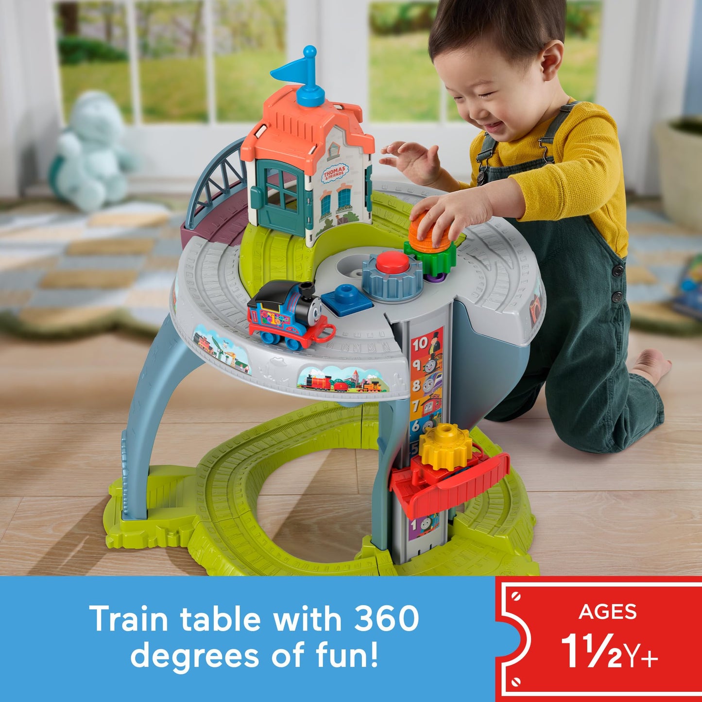Thomas & Friends Toddler Toy My First Train Table with Track, Cargo Stacking & Fine Motor Activities for Kids Ages 18+ Months, JDD70