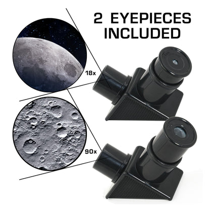 Blue Marble NASA Lunar Telescope for Kids with 90x magnification, two eyepieces, tabletop tripod, and finder scope for beginner astronomy