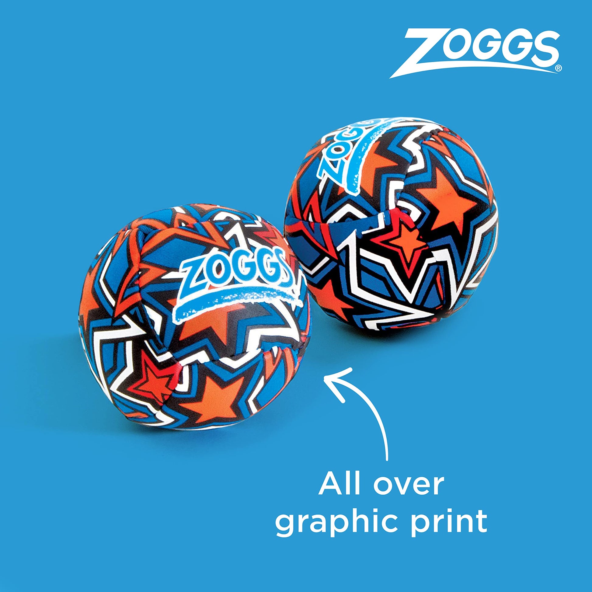 Zoggs unisex baby splash balls in orange and blue, made from water-friendly neoprene, set of 2 for outdoor play.