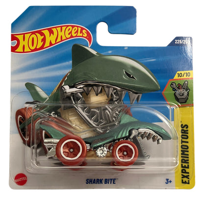 Hot Wheels - Shark Bite - JBC31 - TH - Treasure Hunt - Experimotors 10/10 - Shark Car with Moving Mouth, Green/Chrome Design in 1:64 Scale - Mattel 2025 (229/250) - 1:64