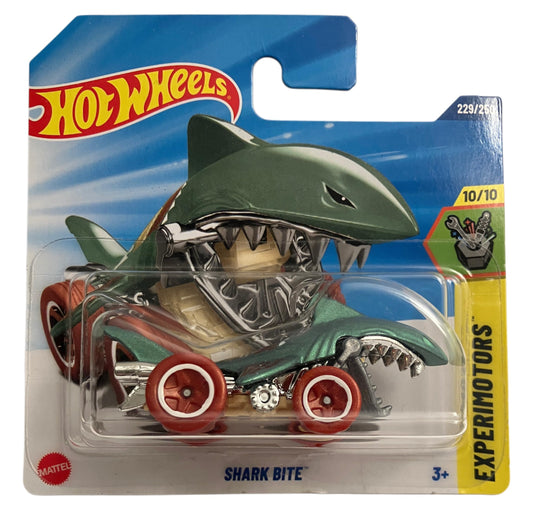 Hot Wheels - Shark Bite - JBC31 - TH - Treasure Hunt - Experimotors 10/10 - Shark Car with Moving Mouth, Green/Chrome Design in 1:64 Scale - Mattel 2025 (229/250) - 1:64