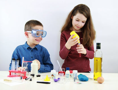 Buki Kids Chemistry Set with test tubes, goggles, and accessories for safe kitchen science experiments for children aged 8+