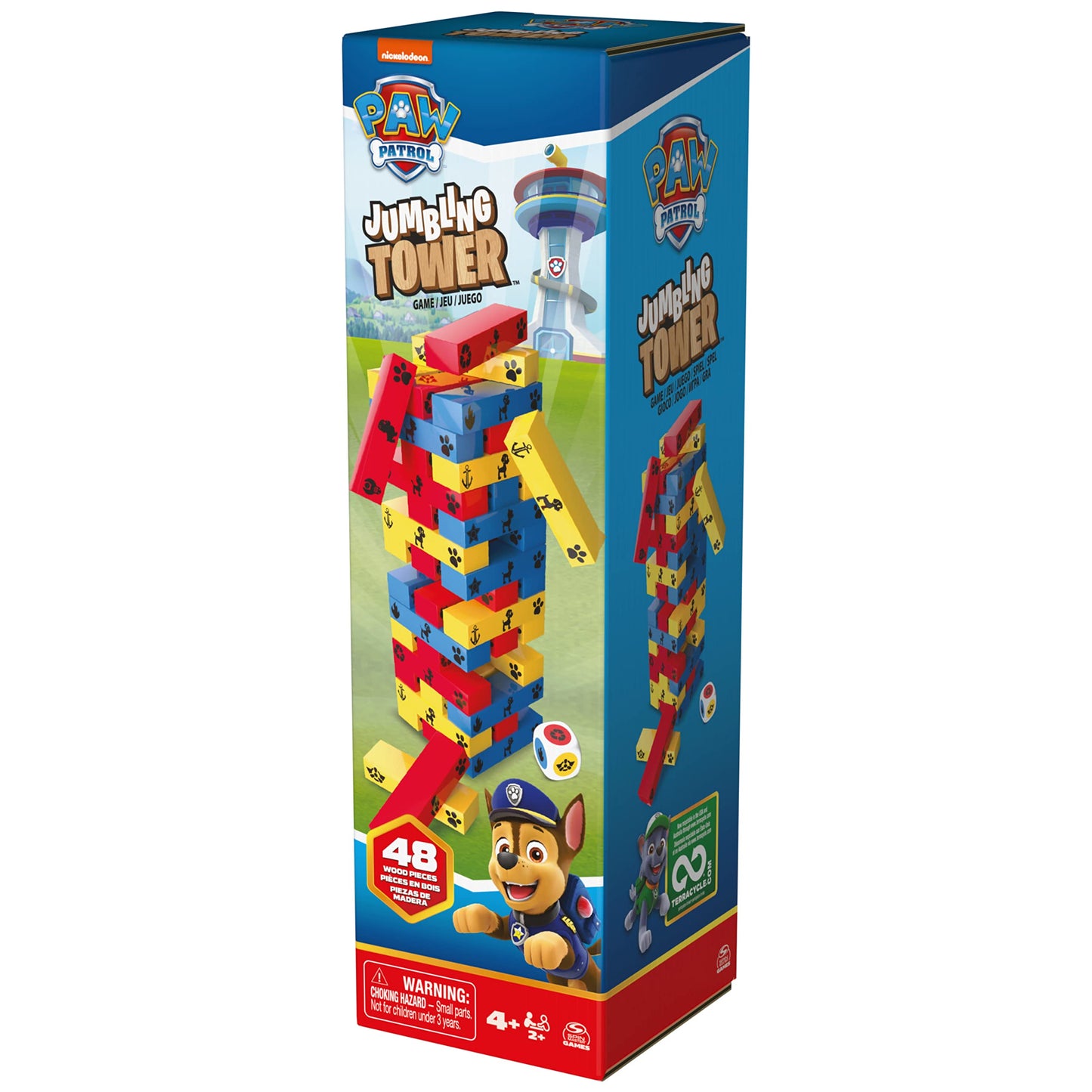 PAW Patrol Jumbling Tower by Spin Master Games, Stacking Building Toppling Colourful Wood Game for Kids PAW Patrol Toys, for Preschoolers Ages 4 and up
