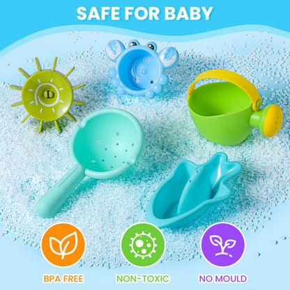 Baby Bath Toys for 1 2 3 4 Year Olds Toddler Kids - 10PCS Mould Free Water Play Swimming Pool Toys No Mould Watering Can Bath Boats Bath Cups Bath Jug Water Wheel for Children Boys Girls
