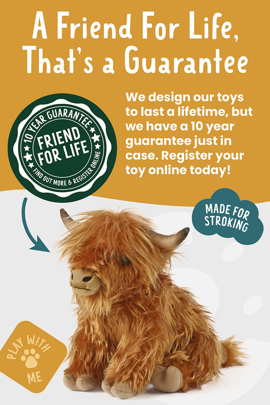 Living Nature Highland Cow Brown Soft Toy Farm Toy | Soft Toy Gift for Kids | 22 cm