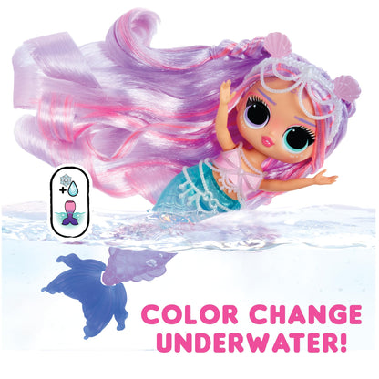L.O.L. Surprise! Mermaid Lana fashion doll with color-changing tail and movable fin, showcasing vibrant accessories.
