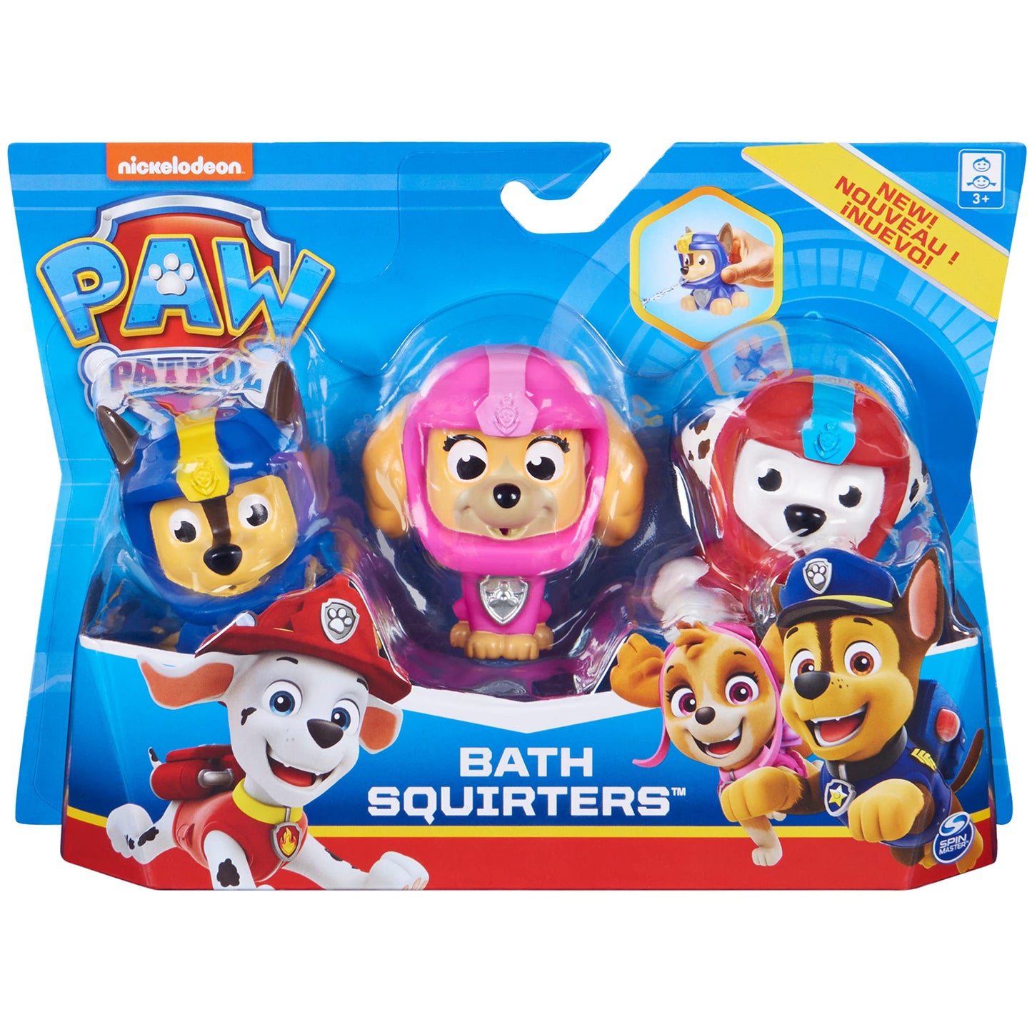 Paw Patrol, Pack of 3 Marshall, Chase and Skye Baby Bath Sprayers for Ages 3+
