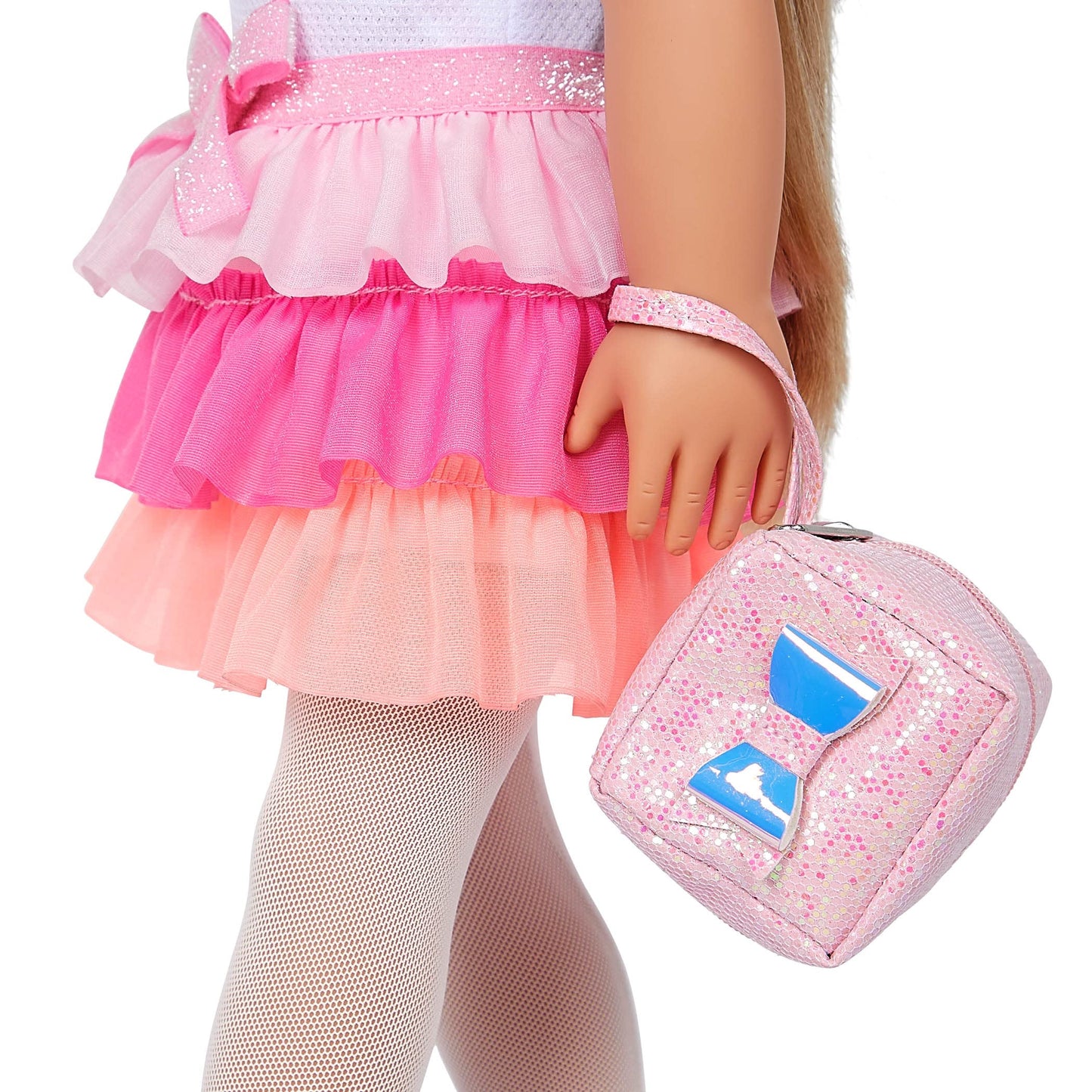 Our Generation doll Thea with blonde hair, hazel eyes, three outfits, and styling accessories in a gift box.