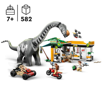 LEGO Jurassic World Raptor & Titanosaurus Tracking Mission - Dinosaur Toy incl. 3 Minifigures, Off-Road Car & Motorbike - Gift for 7+ Year Old Boys & Girls - 76973