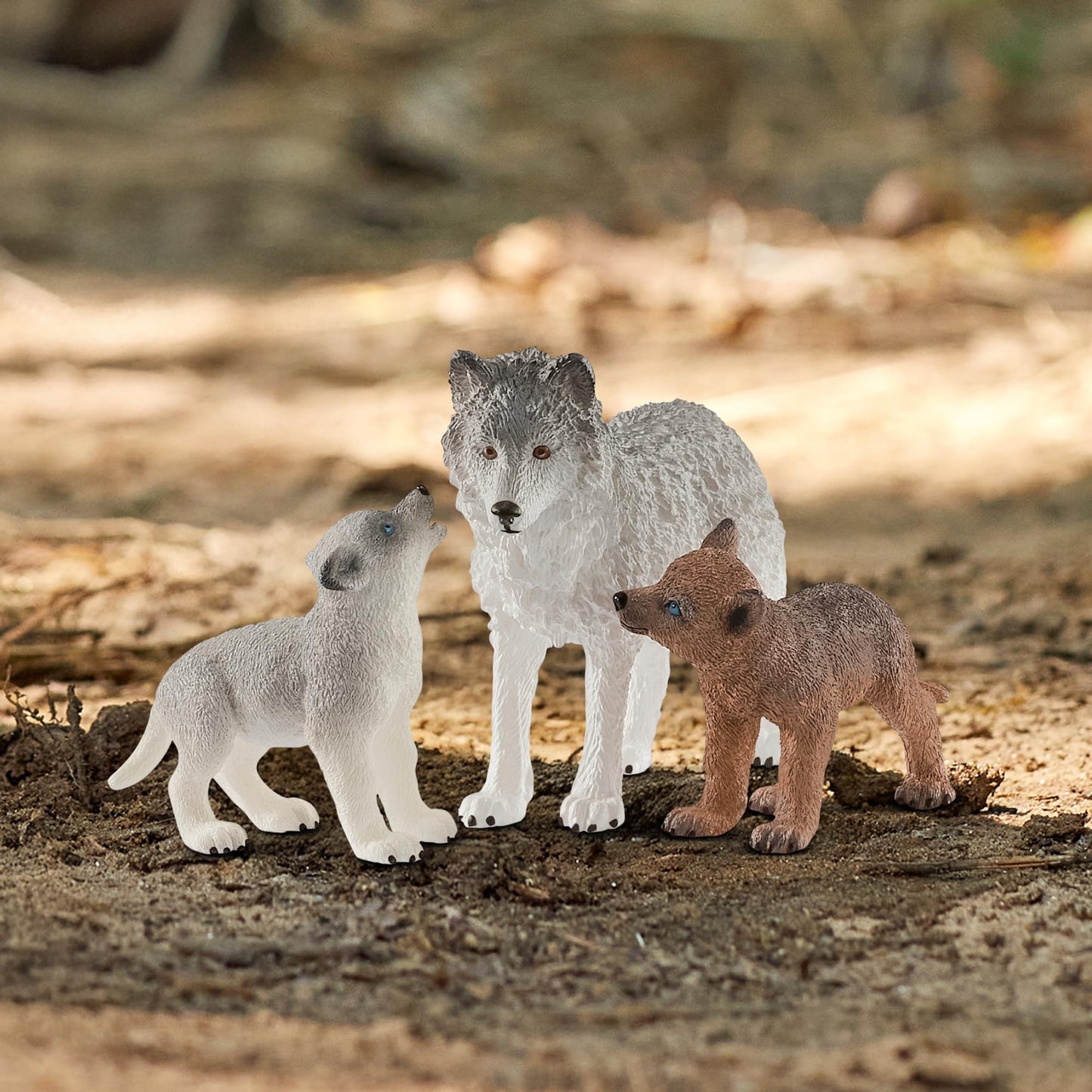 SCHLEICH 42472 Wild Life 3pc Mother Wolf and Baby Wolf Pups Figurine Set - Authentic and Highly Detailed Animal Toys, Durable for Education and Fun Play, Perfect for Boys and Girls, Ages 3+