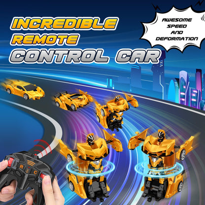 Braxel 2-in-1 transforming remote control car for kids, featuring 360° rotation and sleek design, suitable for boys and girls ages 3-12.