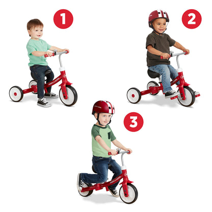 Radio Flyer Triple Play Trike, Red Toddler Tricycle, Balance Bike, and Ride On For 1-3 Years