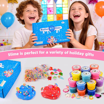 Kaoerdce 45-pack butter slime kit with colorful, soft, non-sticky slime for kids, stress relief, party favors, and classroom gifts.