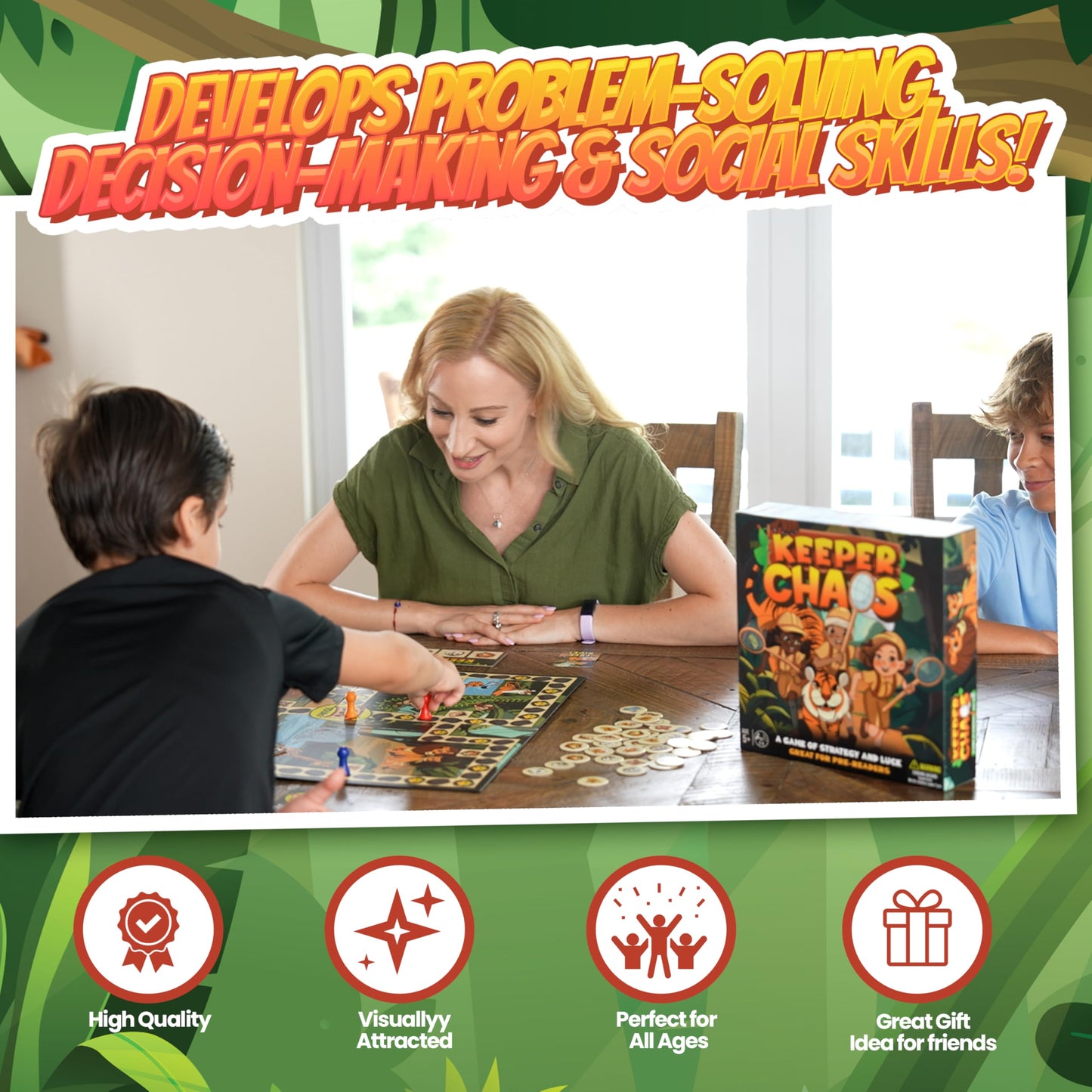 Keeper Chaos – Award Winning Zoo-Themed Adventure & Strategy Board Game for Kids & Family Game Night, Zoo Gift for Pre-Readers & Kids 5+, Fun Family Board Games for 2-5 Players