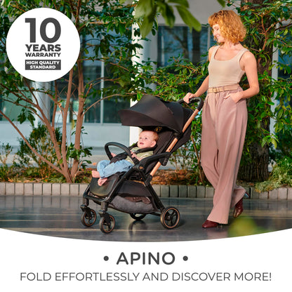 Kinderkraft APINO Buggy up to 22 kg, Reclining Buggy, Stroller, Lightweight - 7.5 kg, Automatic Folding, Adjustable Backrest to Reclining Position, Ideal for Travel, Black