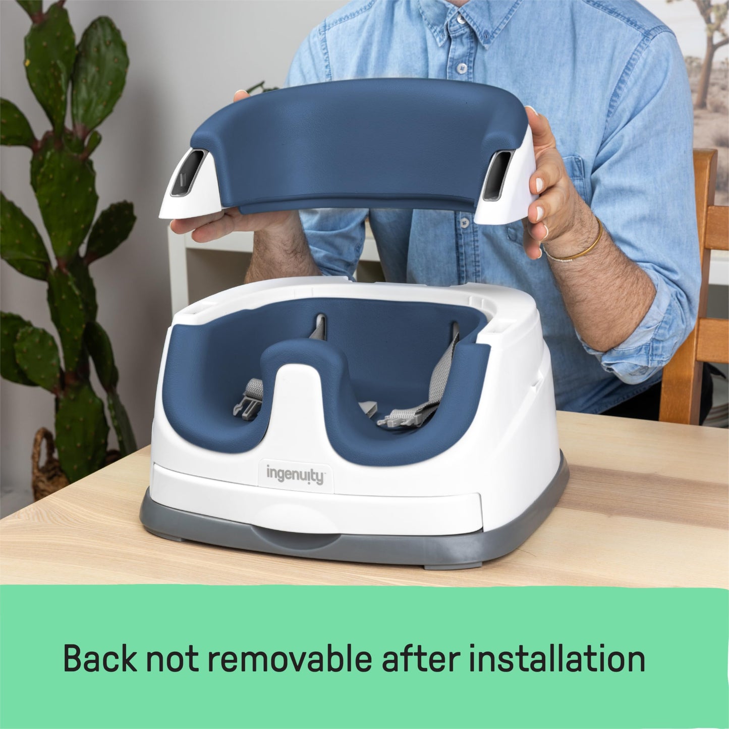 Ingenuity, Baby Base 2-in-1 Seat, Night Sky, Booster Chair, Dining and Feeding Seat for Toddlers, Easy to Clean with Removable and Self-Storing Tray, Ages 6 Months+