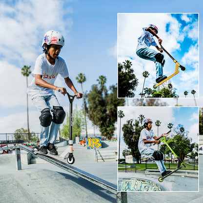 VOKUL TRII S2 Stunt Scooter - Freestyle Pro Spec 360 Degree - Tricks Scooter for Age 6+ Beginners Kids Boys Girls Teens, 20" W*32.5" H Handlebar, Reinforced Lightweight AL6061 20" L*4" W Deck