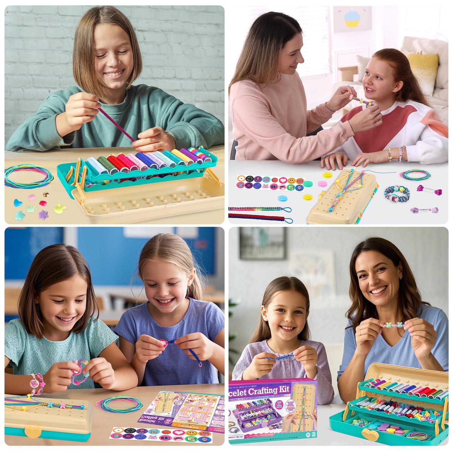 Friendship Bracelet Making Kit with Storage Box,DIY String Bracelet Arts and Craft for Girls Aged 8-12,Kids' Travel Activity Toy Set, Birthday Gifts for Ages 6 7 8 9 10 11 12 Year Old (Yellow/Blue)