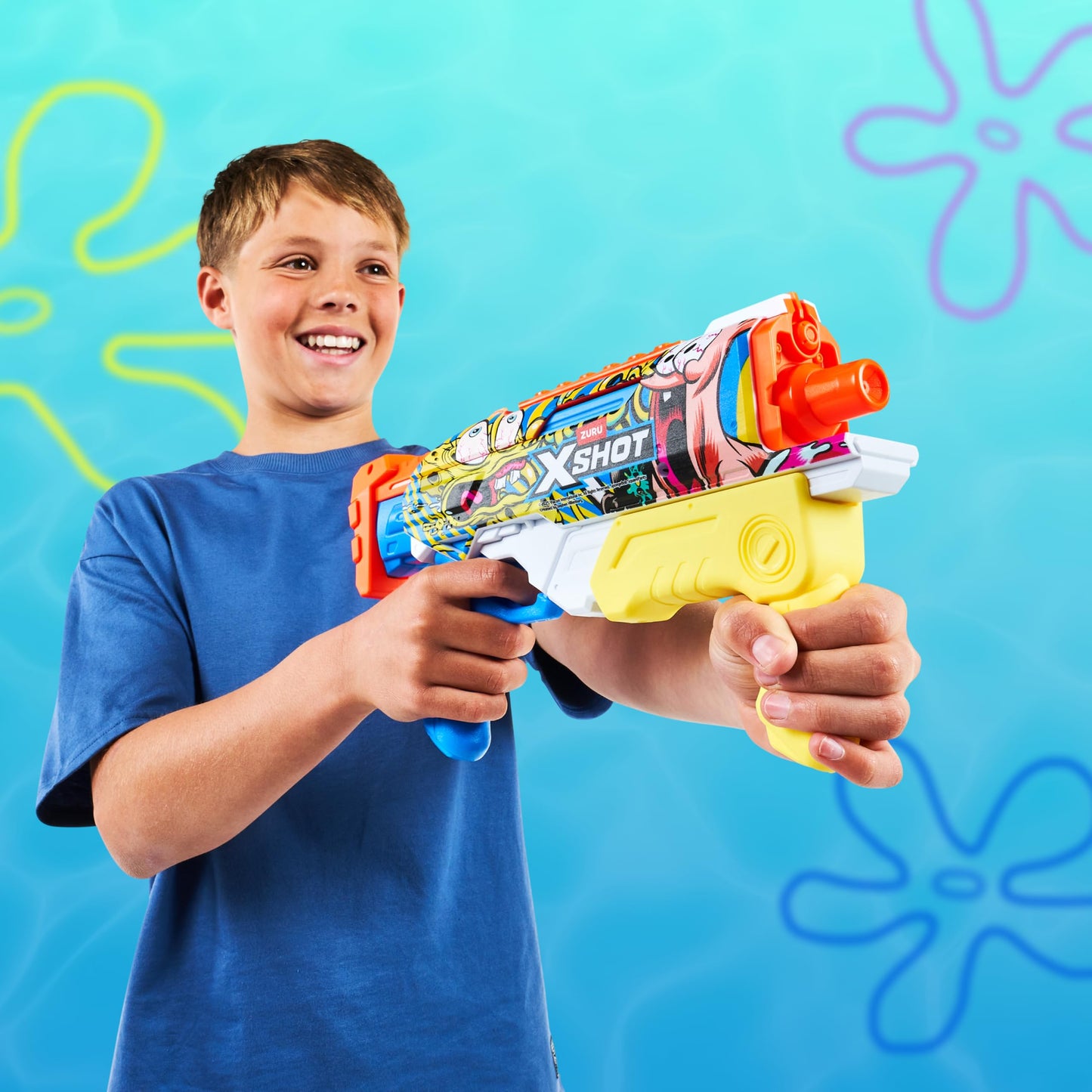 XSHOT Water SpongeBob Hyperload Water Blaster by ZURU – Fast-Fill Water Blaster with SpongeBob Design, 33ft Range & 500ml Tank, Outdoor Summer Toy for Kids Ages 5+, Beach & Backyard Fun