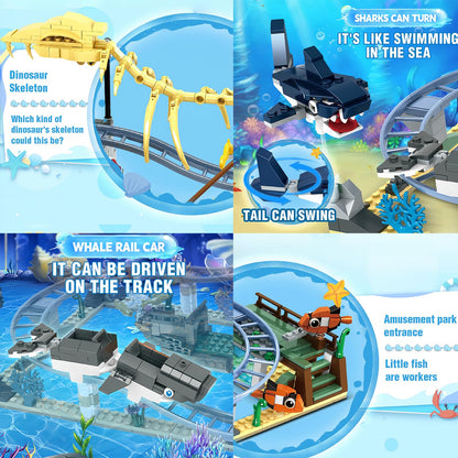 Ocean Roller Coaster Building Blocks Set (773 Pieces) - Friends Aquarium Toy with Sharks, Whales & Clownfish - Creative STEM Building Kit - Educational Gift for Kids Ages 6+