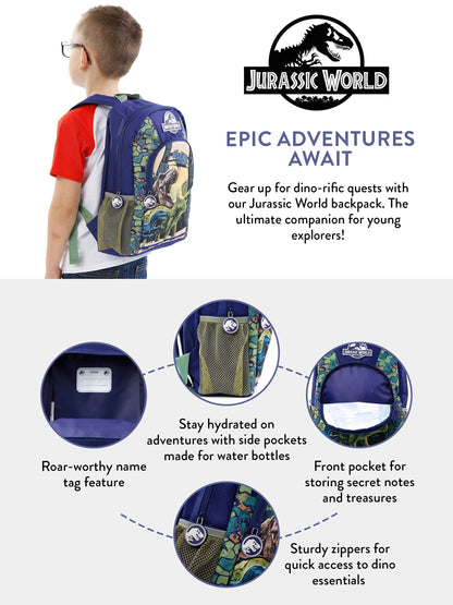 Jurassic World Backpack | Dinosaur Bag for Boys | Children's Backpacks for School and Nursery