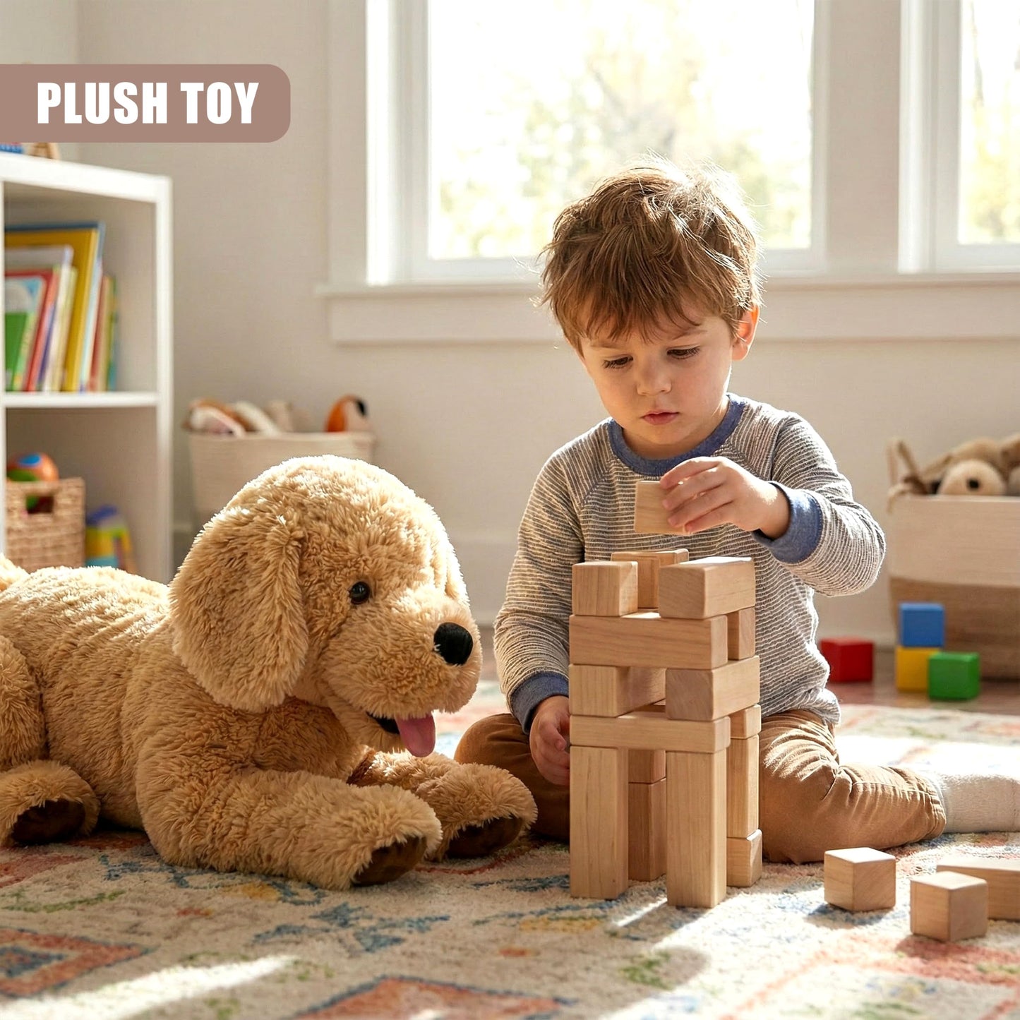 The Magic Toy Shop Giant Dog Soft Toy 70cm / 28" - Large Lying Puppy Stuffed Animal Plushie - Big Fluffy Brown Cuddly Teddy for Kids & Adults, Boys & Girls