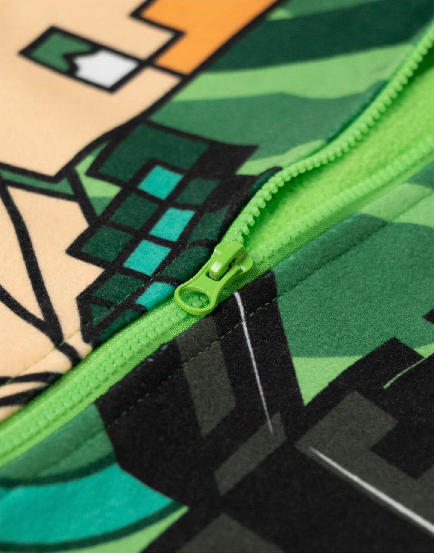 Minecraft Creeper Boys Green Zip-Up Onesie | Long Sleeve Microfleece Sleepwear with Steve & Enderman Print | Kids Gamer Nightwear | Ideal for Bedtime & Lounging Merch - 9-10 Years