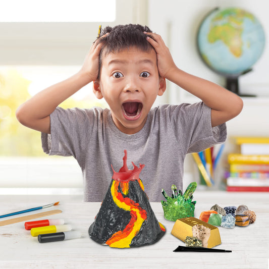 National Geographic Earth Science Experiment Kit showing rocks, gems, and activity tools for kids' educational STEM exploration.