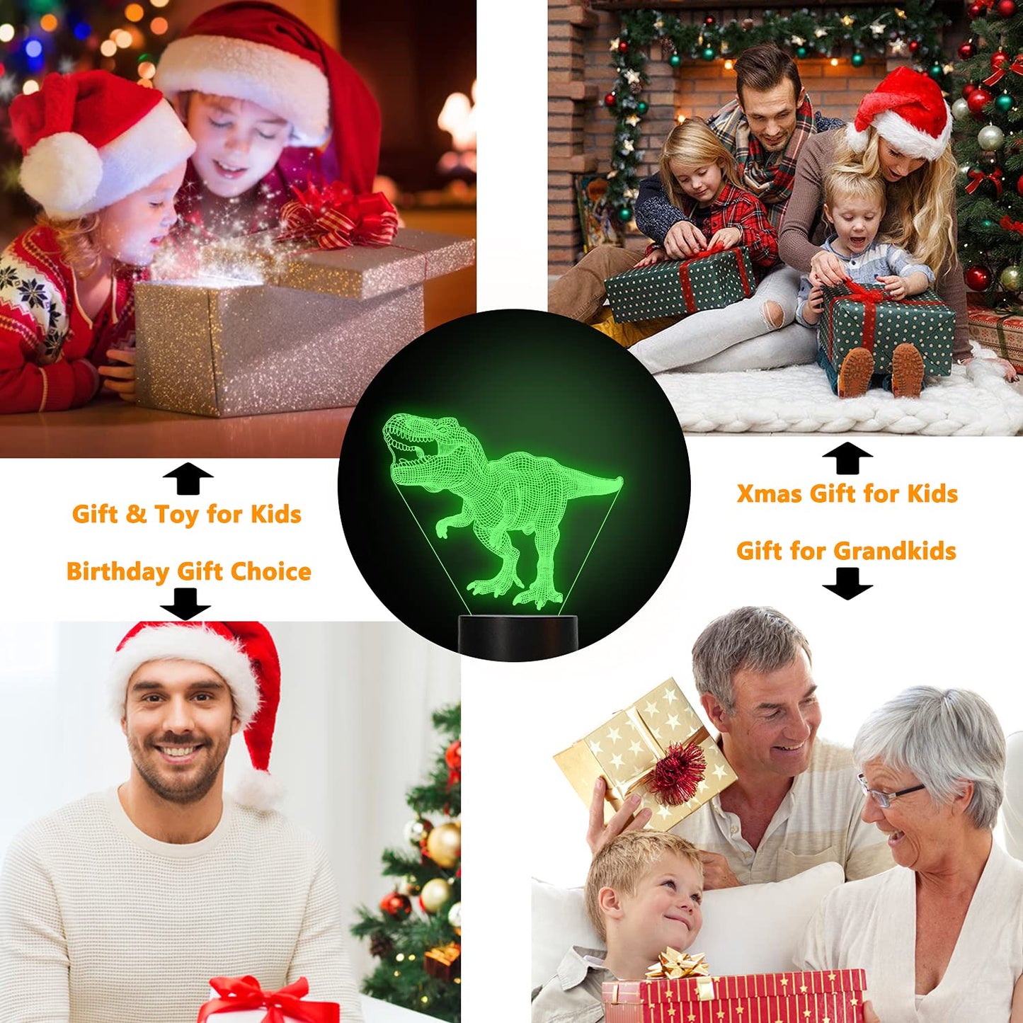 Dinosaur Gifts, Night Light for Kids Dinosaur T-rex 3D Night Light Bedside Lamp with Remote Control 16 Color Changing Xmas Halloween Birthday Gift for Child Baby Boy …