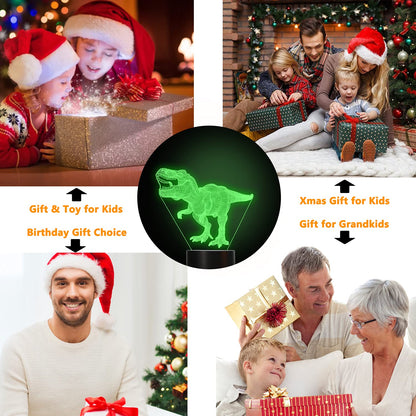 Dinosaur Gifts, Night Light for Kids Dinosaur T-rex 3D Night Light Bedside Lamp with Remote Control 16 Color Changing Xmas Halloween Birthday Gift for Child Baby Boy …