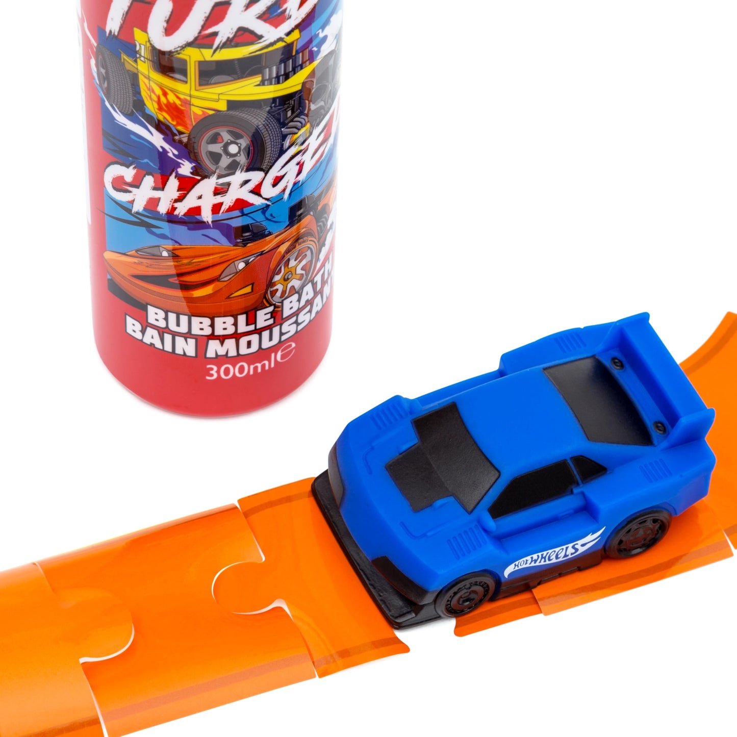Hot Wheels Children's Bath Stickers & Bubble Bath Set - Set Includes Bath Toy Car, Bubble Bath 300ml and Bath Racing Track Stickers (Reusable)