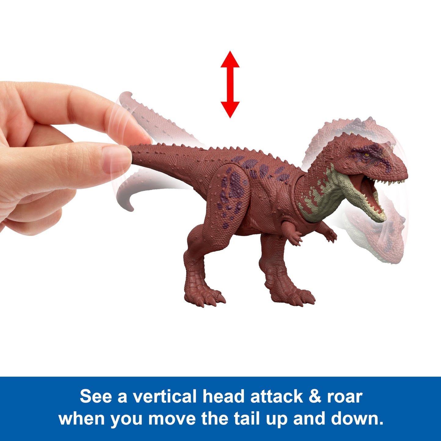 Mattel Jurassic World Rebirth Wild Roar Dinosaur Toy, Aucasaurus with Tail Controlled Chomp, Posable Multi Direction Attack & Sound, Digital Play, JGB88