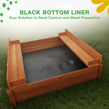 Big Game Hunters Sand Pit | 96 x 96 Square Wooden Sandpit with Lid | Outdoor Sandpit with Fold Out Lid that Becomes Seats for Children | Wooden Kids Toys