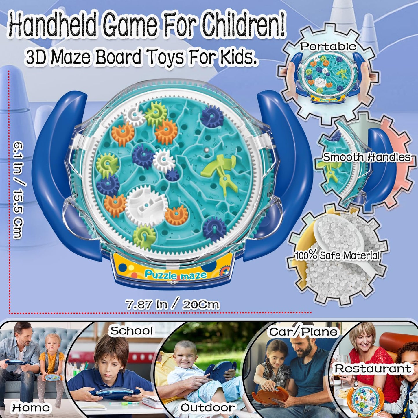 JRD&BS WINL 3D Brain Maze Game Brain Teaser Game for Kids Fidget Toy for All Age Educational Puzzle Toys for Boys and Girls Birthday Gifts for Kids Toys for Age 6-12 Year Old Puzzle Maze (Blue)