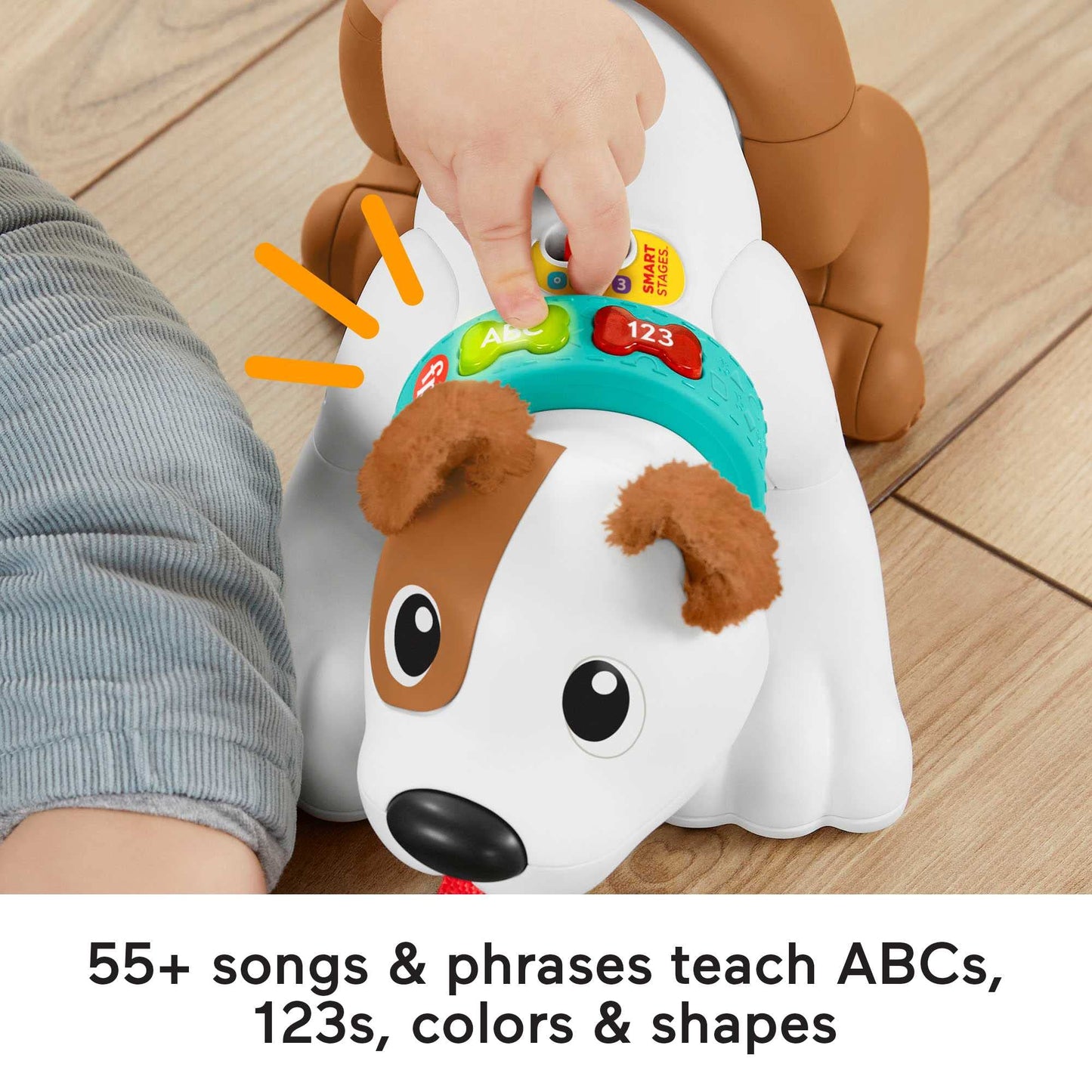 Fisher-Price 123 Crawl With Me Puppy, electronic dog infant crawling toy with music and Smart Stages learning content for infants and toddlers
